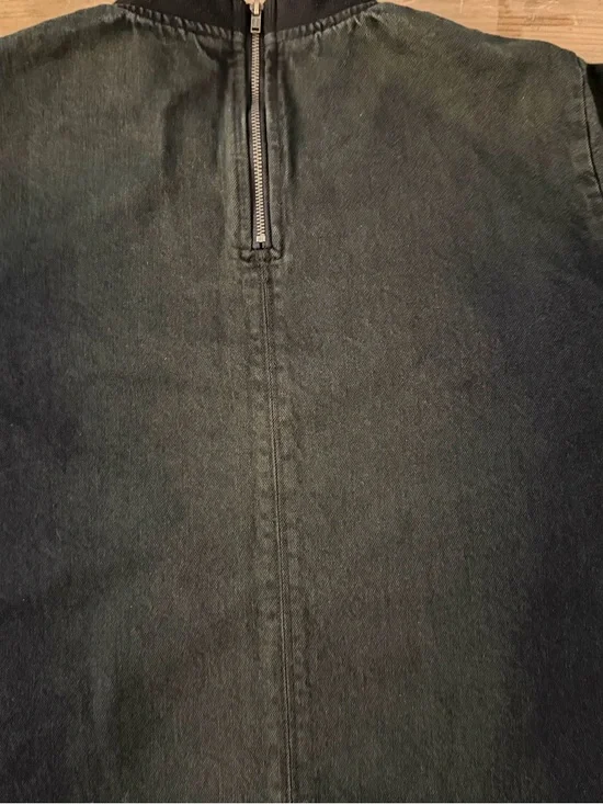 NWT Free People DenimWashed Harlow A Line Mini Dress in Anthracite 2 pockets - Picture 6 of 11